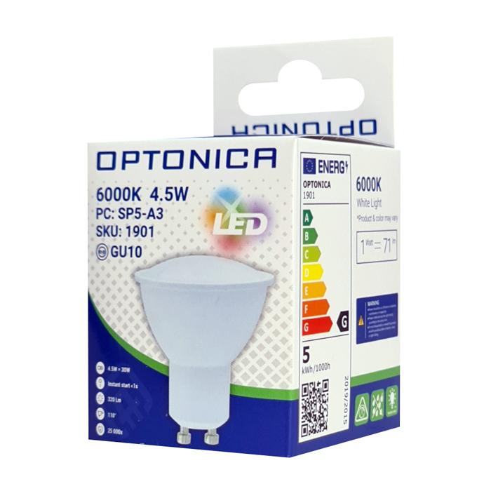 OPTONICA LED λάμπα spot 1901, 4.5W, 6000K, GU10, 320lm | eLabstore.gr OPTONICA LED λάμπα spot 1901, 4.5W, 6000K, GU10, 320lm | Φωτισμός | elabstore.gr