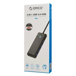 ORICO USB-C hub PAPW4A-C3 με 4x USB θύρες, 5Gbps, μαύρο | Συνοδευτικά PC | elabstore.gr