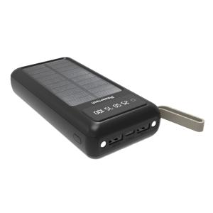 POWERTECH power bank με καλώδια & οθόνη PT-1084 20000mAh, ηλιακό, μαύρο | Αξεσουάρ κινητών | elabstore.gr