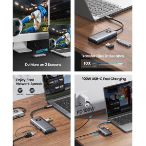 ORICO docking station PW11-6PR, 3x USB/USB-C/HDMI/RJ45, 4K, 100W, γκρι | Συνοδευτικά PC | elabstore.gr