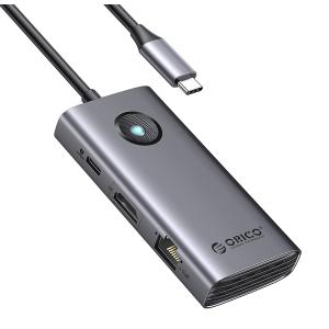 ORICO docking station PW11-6PR, 3x USB/USB-C/HDMI/RJ45, 4K, 100W, γκρι | Συνοδευτικά PC | elabstore.gr