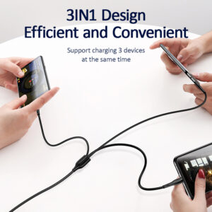 USAMS καλώδιο USB σε USB-C/Lightning/Micro USB US-SJ374, 2A, 1m, μαύρο | Καλώδια - Αντάπτορες | elabstore.gr