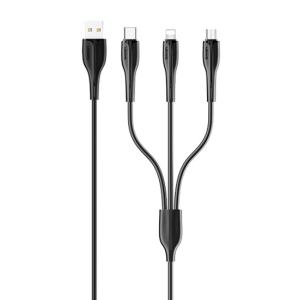USAMS καλώδιο USB σε USB-C/Lightning/Micro USB US-SJ374, 2A, 1m, μαύρο | Καλώδια - Αντάπτορες | elabstore.gr