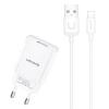 USAMS φορτιστής τοίχου T21OCLN01 με καλώδιο Lightning, USB 2.1A, λευκός | Αξεσουάρ κινητών | elabstore.gr