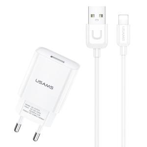 USAMS φορτιστής τοίχου T21OCLN01 με καλώδιο Lightning, USB 2.1A, λευκός | Αξεσουάρ κινητών | elabstore.gr