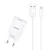 USAMS φορτιστής τοίχου T21OCMC01 με καλώδιο Micro USB, USB 2.1A, λευκός | Αξεσουάρ κινητών | elabstore.gr