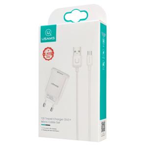 USAMS φορτιστής τοίχου T21OCMC01 με καλώδιο Micro USB, USB 2.1A, λευκός | Αξεσουάρ κινητών | elabstore.gr