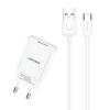 USAMS φορτιστής τοίχου T21OCTC01 με καλώδιο USB-C, USB 2.1A, λευκός | Αξεσουάρ κινητών | elabstore.gr