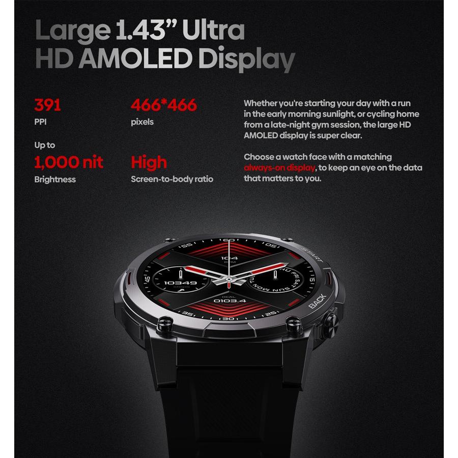 ZEBLAZE smartwatch Vibe 7 Pro, 1.43" AMOLED, ηχείο & mic, 3 ATM, μαύρο | eLabstore.gr ZEBLAZE smartwatch Vibe 7 Pro, 1.43" AMOLED, ηχείο & mic, 3 ATM, μαύρο | Mobile Συσκευές | elabstore.gr