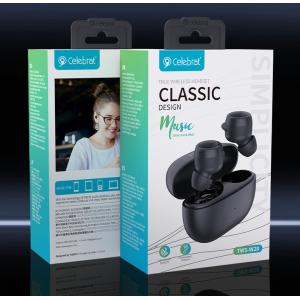 CELEBRAT earphones με θήκη φόρτισης TWS-W28, True Wireless, μαύρα | eLabstore.gr