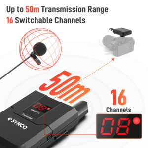 SYNCO ασύρματο μικρόφωνο Wmic-T1, ενσωματωμένο clip-on, UHF, γκρι | Εικόνα & Ήχος | elabstore.gr