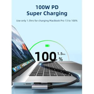 CABLETIME καλώδιο USB-C C160, γωνιακό, PD 100W, 20Gbps, 4K, 1m, μαύρο | Καλώδια - Αντάπτορες | elabstore.gr