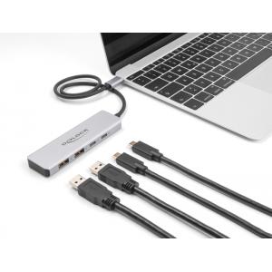 DELOCK USB-C hub 64230, 2x USB/2x USB-C θύρες, 10 Gbps, γκρι | Συνοδευτικά PC | elabstore.gr