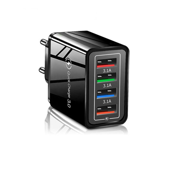 Universal 4x USB 3.1 FastTravel Wall Charger QC3.0 5VDC Black Q500 | Περιφερειακά | elabstore.gr