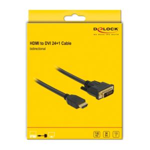 DELOCK καλώδιο HDMI σε DVI 85653, 2K/60Hz, 7.92 Gbps, 1.5m, μαύρο | Καλώδια - Αντάπτορες | elabstore.gr