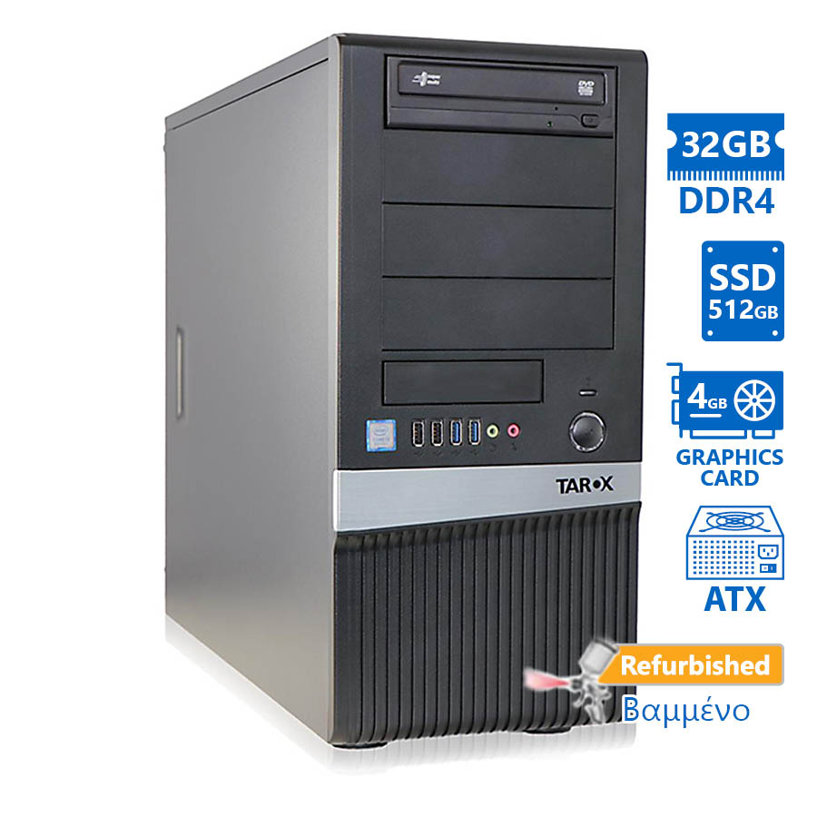 OEM Tarox Tower i7-6700/ 32GB DDR4/ 512GB SSD/ ATI 4GB/ DVD/ Grade A+ Workstation Refurbished PC | eLabstore.gr OEM Tarox Tower i7-6700/32GB DDR4/512GB SSD/ATI 4GB/DVD/Grade A+ Workstation Refurbished PC | Refurbished | elabstore.gr