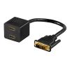POWERTECH αντάπτορας DVI 24+1 σε 2x HDMI CAB-DVI005, 0.20m, μαύρος | Καλώδια - Αντάπτορες | elabstore.gr