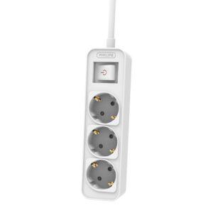 PHILIPS πολύπριζο CHP2134W-10, 3x schuko 16A, 1.5m, λευκό | Τροφοδοσία Ρεύματος | elabstore.gr