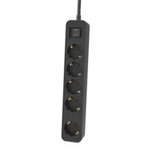 PHILIPS πολύπριζο CHP2154B-10, 5x schuko 16A, 1.5m, μαύρο | Τροφοδοσία Ρεύματος | elabstore.gr