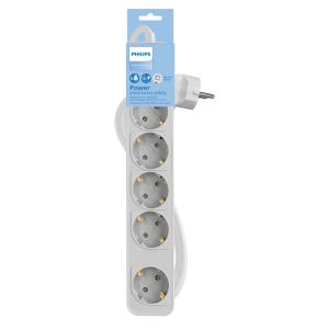 PHILIPS πολύπριζο CHP2154W-10, 5x schuko 16A, 1.5m, λευκό | Τροφοδοσία Ρεύματος | elabstore.gr