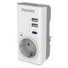 PHILIPS αντάπτορας ρεύματος CHP8010W/10, 1 θέση, USB-C/USB, 380J, λευκός | Τροφοδοσία Ρεύματος | elabstore.gr