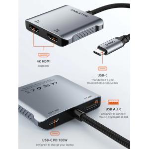 CABLETIME docking station CT-CM2H4K-AG, USB/USB-C/2x HDMI, 4K 100W, γκρι | Συνοδευτικά PC | elabstore.gr