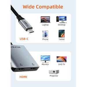 CABLETIME docking station CT-CM2H4K-AG, USB/USB-C/2x HDMI, 4K 100W, γκρι | Συνοδευτικά PC | elabstore.gr
