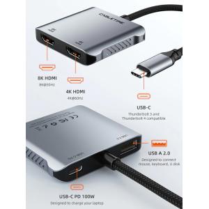 CABLETIME docking station CT-CM2H8K-AG, USB/USB-C/2x HDMI, 8K 100W, γκρι | Συνοδευτικά PC | elabstore.gr