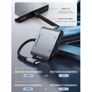 CABLETIME docking station CT-CMDH8K-AG, USB/USB-C/HDMI/DP, 8K 100W, γκρι | Συνοδευτικά PC | elabstore.gr