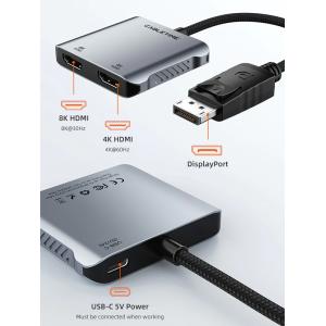CABLETIME αντάπτορας DisplayPort σε 2x HDMI CT-DM2H8K-AG, 8K, γκρι | Συνοδευτικά PC | elabstore.gr