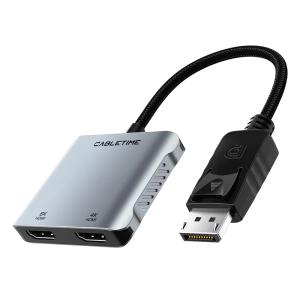 CABLETIME αντάπτορας DisplayPort σε 2x HDMI CT-DM2H8K-AG, 8K, γκρι | Συνοδευτικά PC | elabstore.gr