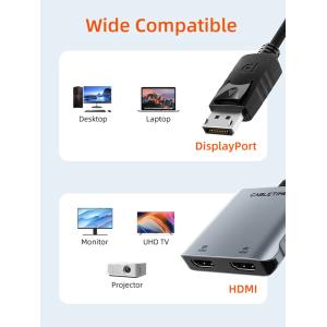 CABLETIME αντάπτορας DisplayPort σε 2x HDMI CT-DM2H8K-AG, 8K, γκρι | Συνοδευτικά PC | elabstore.gr