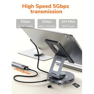CABLETIME docking station CT-HUBC8-AG με βάση tablet, 8 θυρών, γκρι | Συνοδευτικά PC | elabstore.gr