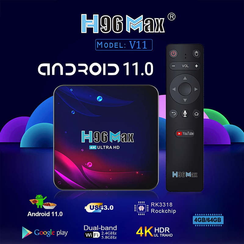H96 TV Box Max V11, 4K, RK3318, 4/64GB, Bluetooth remote, Android 11 | eLabstore.gr H96 TV Box Max V11, 4K, RK3318, 4/64GB, Bluetooth remote, Android 11 | Εικόνα & Ήχος | elabstore.gr