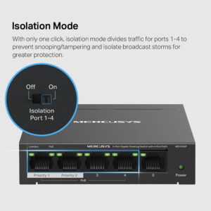 MERCUSYS Desktop Switch MS105GP, 5x 10/100/1000 Mbps, PoE+, Ver. 1.0 | Δικτυακά | elabstore.gr
