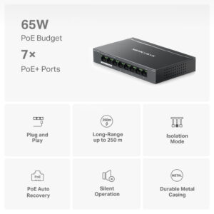 MERCUSYS Desktop Switch MS108GP, 8x 10/100/1000 Mbps, PoE+, Ver. 1.0 | Δικτυακά | elabstore.gr
