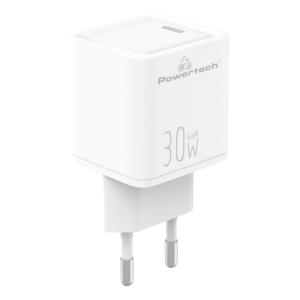 POWERTECH φορτιστής τοίχου PT-1093, USB-C, PD 30W, GaN, λευκός | Αξεσουάρ κινητών | elabstore.gr