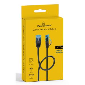 POWERTECH καλώδιο δικτύου PTR-0141, Cat 6a U/UTP, copper, 0.5m, μαύρο | Καλώδια - Αντάπτορες | elabstore.gr