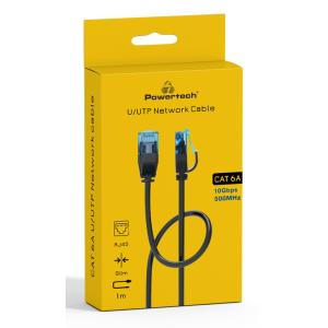 POWERTECH καλώδιο δικτύου PTR-0142, Cat 6a U/UTP, copper, 1m, μαύρο | Καλώδια - Αντάπτορες | elabstore.gr