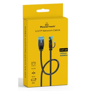 POWERTECH καλώδιο δικτύου PTR-0143, Cat 6a U/UTP, copper, 2m, μαύρο | Καλώδια - Αντάπτορες | elabstore.gr
