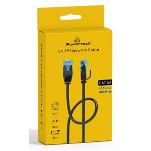 POWERTECH καλώδιο δικτύου PTR-0144, Cat 6a U/UTP, copper, 3m, μαύρο | Καλώδια - Αντάπτορες | elabstore.gr