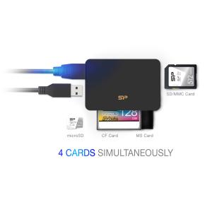 SILICON POWER card reader U3 για SD/microSD/MMC/CF/MS, USB 3.2, μαύρο | Συνοδευτικά PC | elabstore.gr