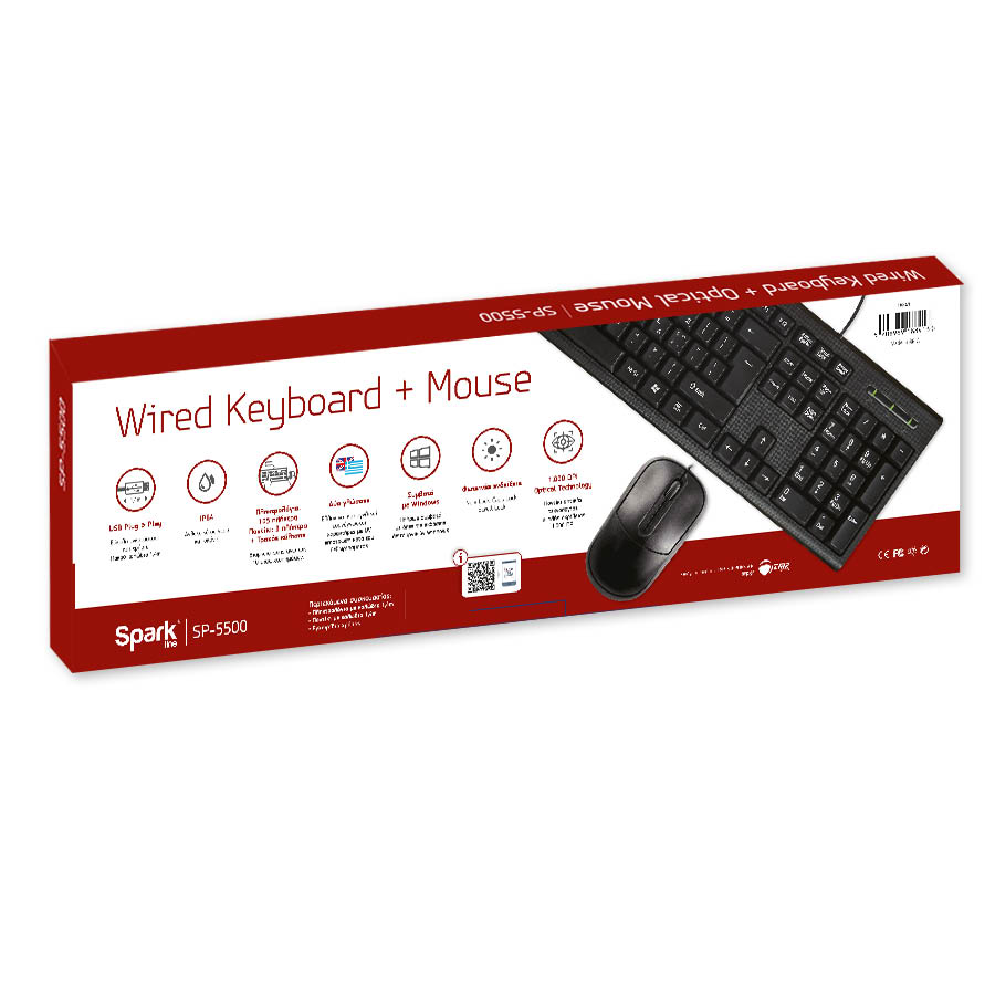Σετ Πληκτρολόγιο - Ποντίκι Ενσύρματο USB SP-5500 | eLabstore.gr Σετ Πληκτρολόγιο - Ποντίκι Ενσύρματο USB SP-5500 Sparkline | Περιφερειακά | elabstore.gr
