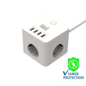 Πολύπριζο Well 3x Schuko και 4x USB 3m/3g1.5 με προστασία EXTS-3S3M-PROT/USB4-WL | Ηλεκτρολογικά | elabstore.gr