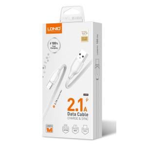 LDNIO καλώδιο Lightning σε USB LS371, 2.1A, 1m, λευκό | Καλώδια - Αντάπτορες | elabstore.gr