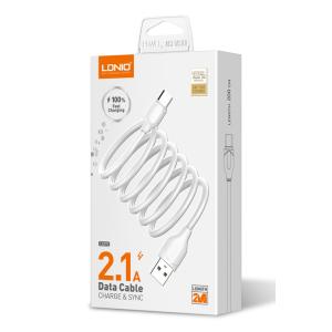 LDNIO καλώδιο Lightning σε USB LS372, 2.1A, 2m, λευκό | Καλώδια - Αντάπτορες | elabstore.gr
