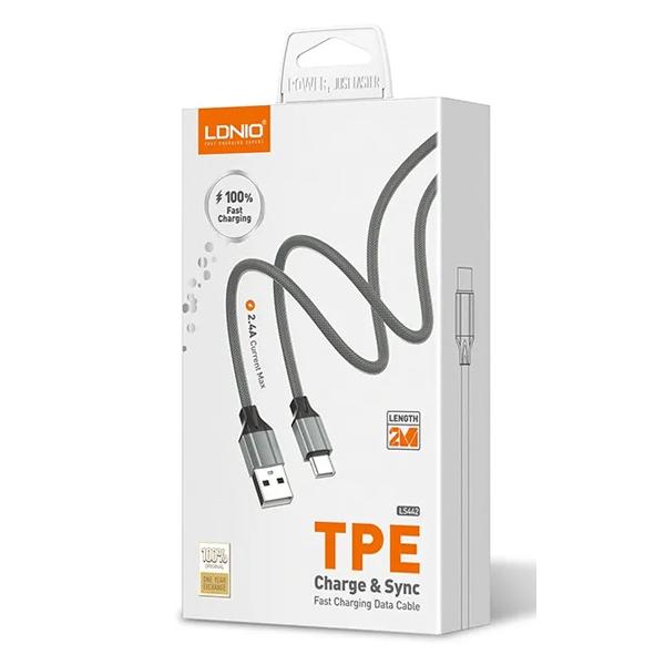 LDNIO καλώδιο Lightning σε USB LS442, 2.4A, 2m, γκρι | eLabstore.gr LDNIO καλώδιο Lightning σε USB LS442, 2.4A, 2m, γκρι | Καλώδια - Αντάπτορες | elabstore.gr