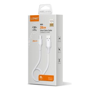 LDNIO καλώδιο USB-C σε USB LS540, 2.4A, 20cm, λευκό | Καλώδια - Αντάπτορες | elabstore.gr