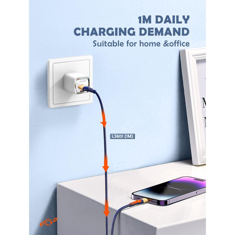 LDNIO καλώδιο Lightning σε USB LS801, 30W, 1m, μπλε | eLabstore.gr LDNIO καλώδιο Lightning σε USB LS801, 30W, 1m, μπλε | Καλώδια - Αντάπτορες | elabstore.gr