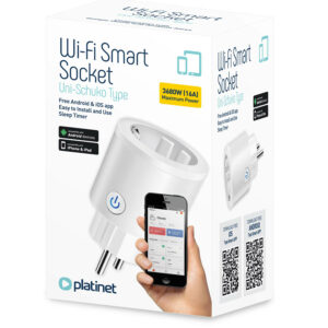 Smart Home Wi-Fi Socket Uni-Schuko 3680W 16A Free Android & IOS app Platinet PSHP16AW | Δικτυακά & Smart Home | elabstore.gr